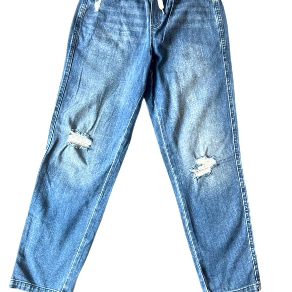 🆕AERIE EASY DENIM Drawstring + Elastic Waist Distressed Jeans Women’s XS 28x28 - Picture 2 of 5
